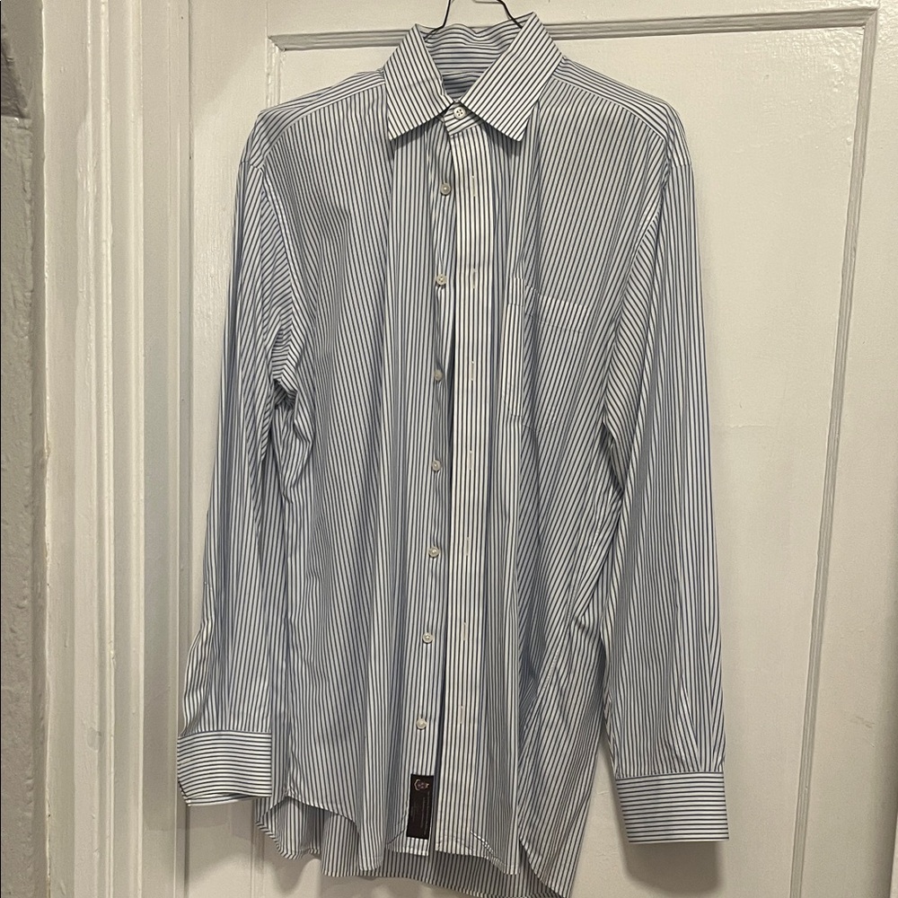 Robert Talbott White and Blue Pinstripe Dress Shirt
